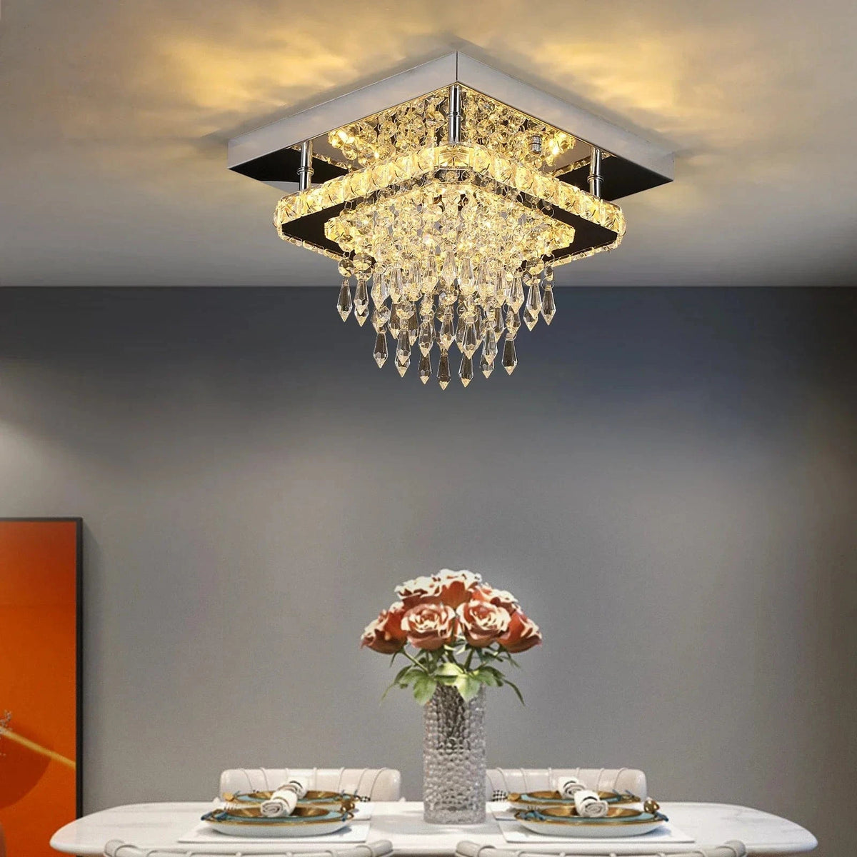 Plafonnier LED Luxe Cristal & Acier. | Marco Lucetti