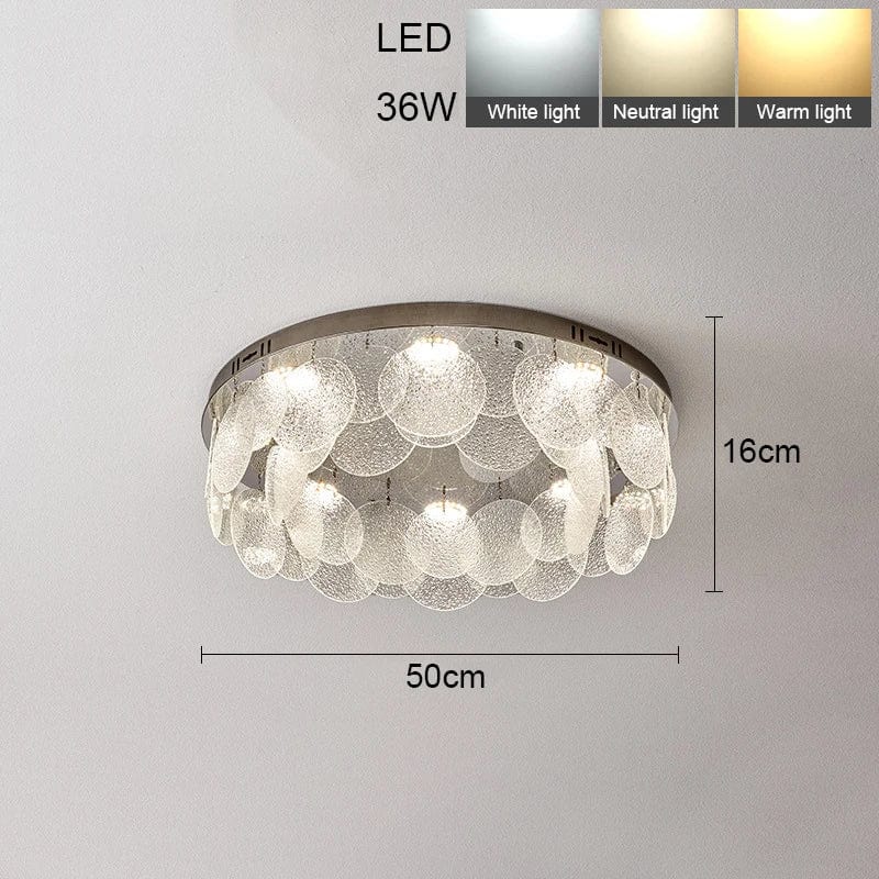 Plafonnier LED Luxe en Verre et Cristal | Marco Lucetti Chromé 50 / 3 couleurs modifiables