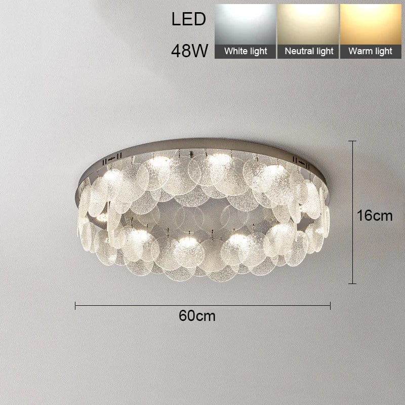 Plafonnier LED Luxe en Verre et Cristal | Marco Lucetti Chromé 60 / 3 couleurs modifiables