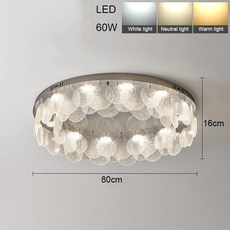 Plafonnier LED Luxe en Verre et Cristal | Marco Lucetti Chromé 80 / 3 couleurs modifiables