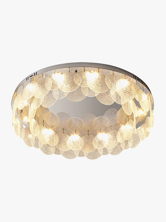 Plafonnier LED de Luxe en Verre Argenté Moderne