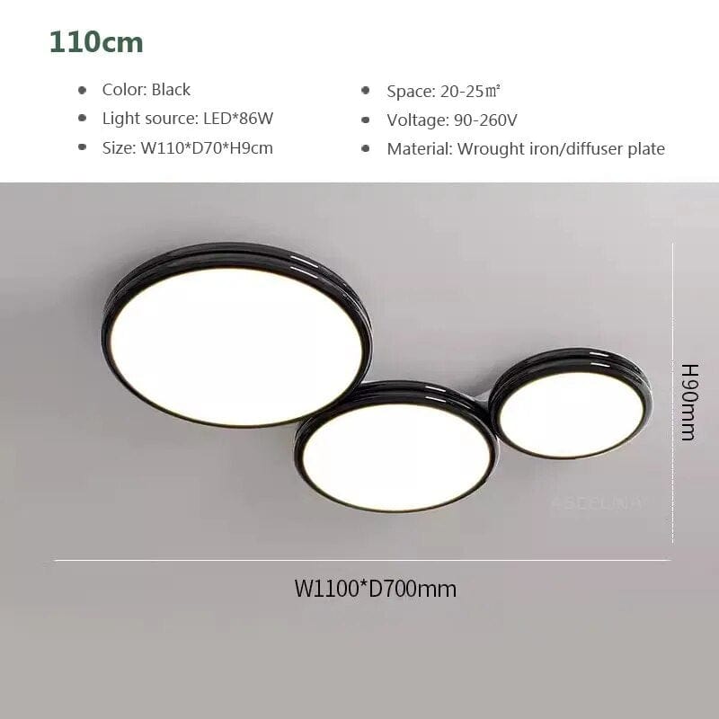 Plafonnier LED Macaron LuxeVue | Marco Lucetti LCL120 Noir 110cm / Blanc froid-Pas de RC