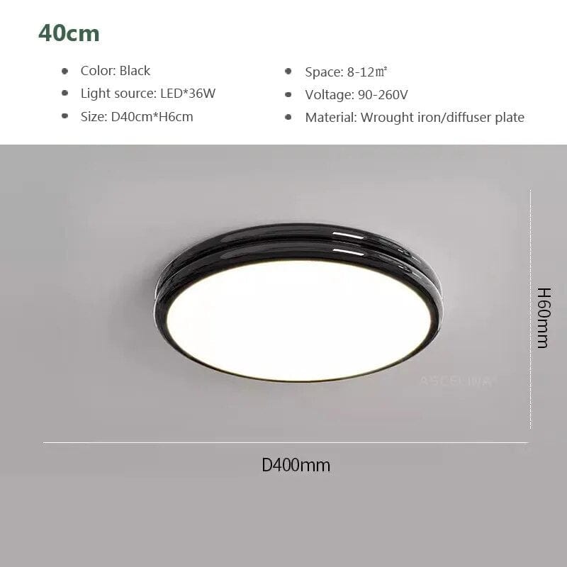 Plafonnier LED Macaron LuxeVue | Marco Lucetti LCL120 Noir 40cm / Blanc froid-Pas de RC