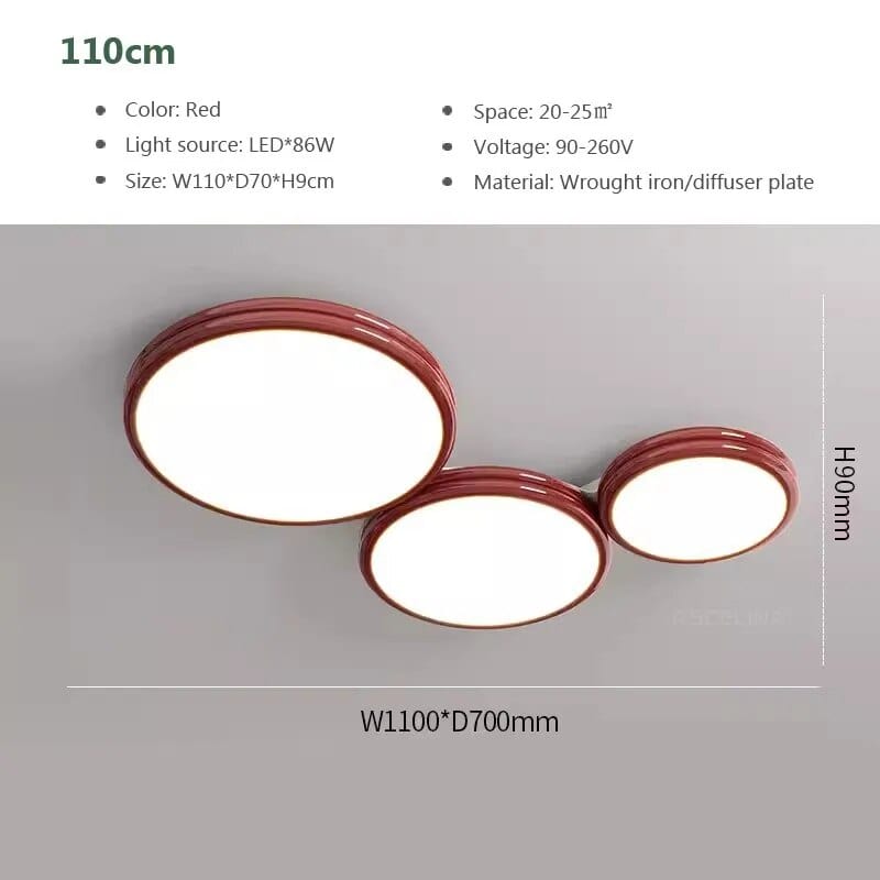 Plafonnier LED Macaron LuxeVue | Marco Lucetti LCL120 Rouge 110cm / Blanc froid-Pas de RC