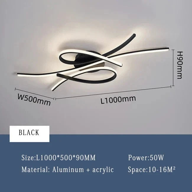 Plafonnier LED Maison Nordique - Or/Noir | Marco Lucetti Noir 100CM / Blanc chaud PAS de RC