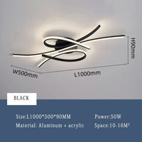 Plafonnier LED Maison Nordique - Or/Noir | Marco Lucetti Noir 100CM / Blanc chaud PAS de RC