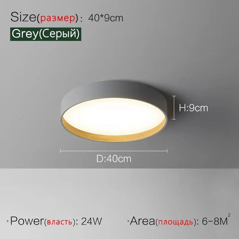 Plafonnier LED Minimal Wood Effect | Marco Lucetti Gris 40cm / Blanc chaud 3000K