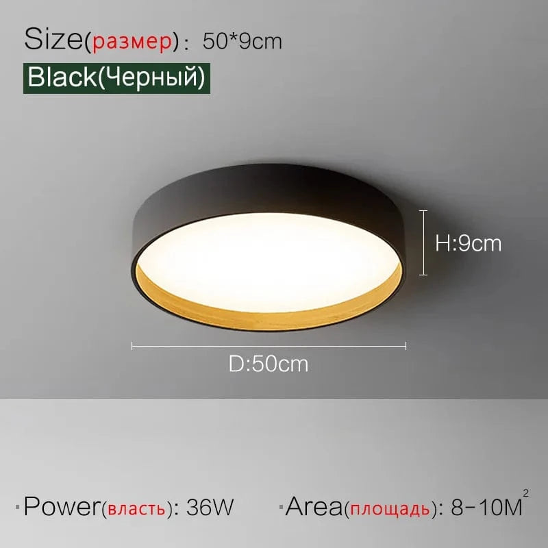 Plafonnier LED Minimal Wood Effect | Marco Lucetti Noir 50cm / Blanc chaud 3000K