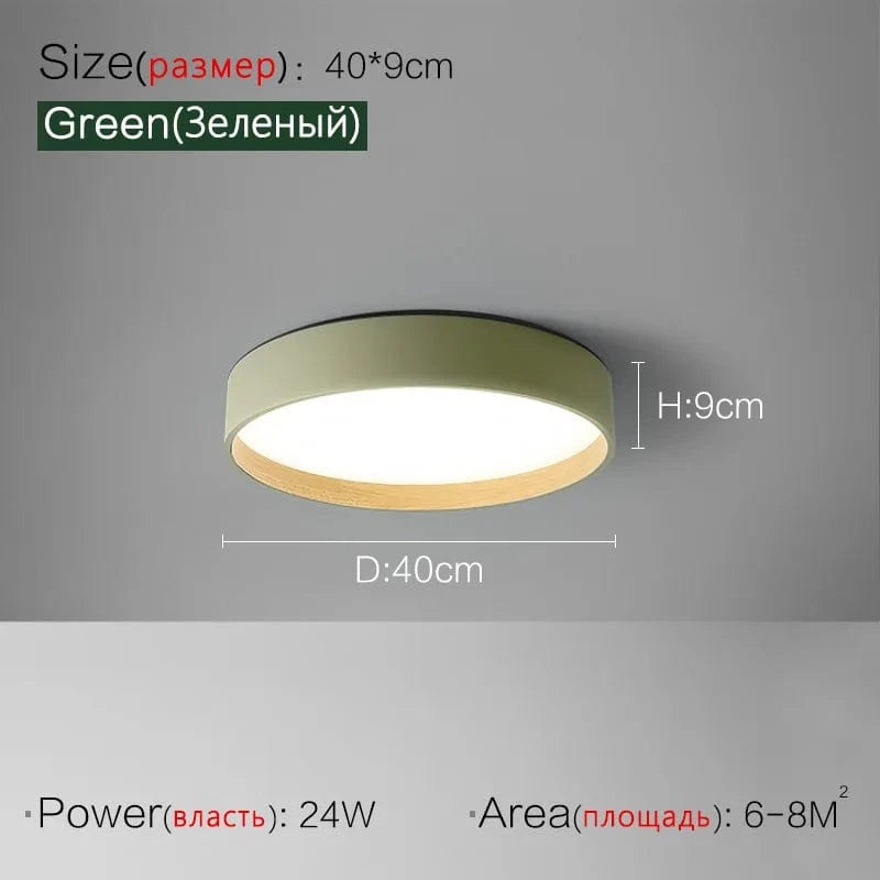 Plafonnier LED Minimal Wood Effect | Marco Lucetti Vert 40cm / Blanc chaud 3000K