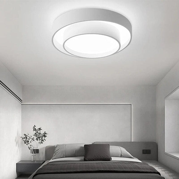 Plafonnier LED Minimaliste Blanc à Double Anneau | Marco Lucetti