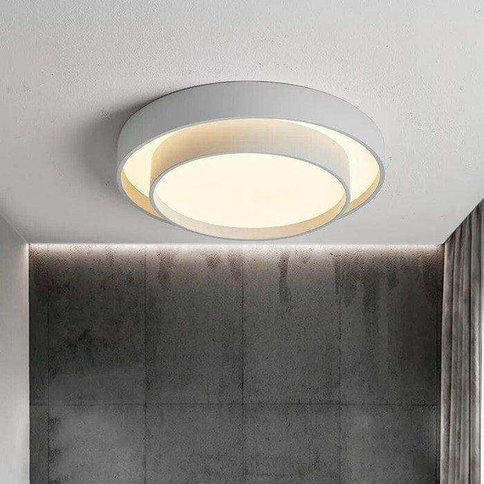 Plafonnier LED Minimaliste Blanc à Double Anneau | Marco Lucetti