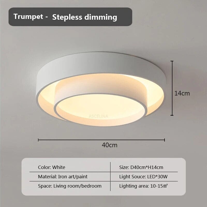 Plafonnier LED Minimaliste Blanc à Double Anneau | Marco Lucetti 40 Gradation continue