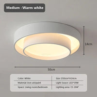 Plafonnier LED Minimaliste Blanc à Double Anneau | Marco Lucetti 50 Blanc chaud