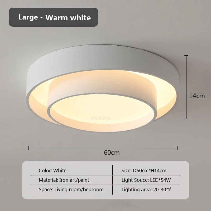 Plafonnier LED Minimaliste Blanc à Double Anneau | Marco Lucetti 60 Blanc chaud