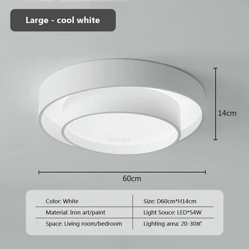 Plafonnier LED Minimaliste Blanc à Double Anneau | Marco Lucetti 60 Blanc froid
