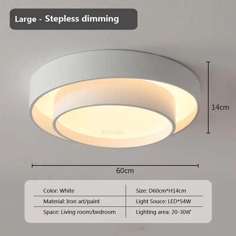 Plafonnier LED Minimaliste Blanc à Double Anneau | Marco Lucetti 60 Gradation continue