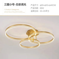 Plafonnier Led minimaliste Smart Control | Marco Lucetti 3 anneaux 90cm doré / Lumière tricolore