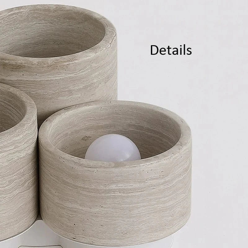 Plafonnier LED Moderne 3 Têtes en Pierre de Grain de Bois Wabi Sabi - Collection Élégance Naturelle | Marco Lucetti