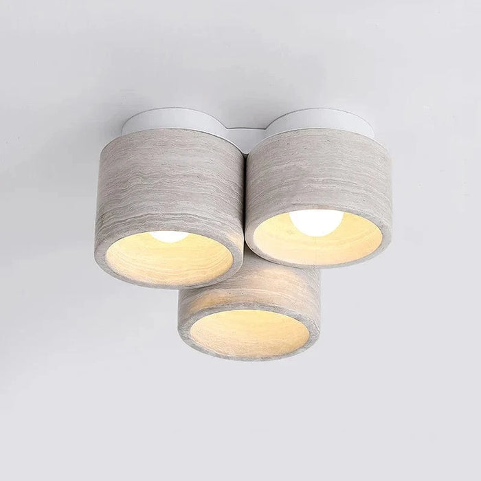 Plafonnier LED Moderne 3 Têtes en Pierre de Grain de Bois Wabi Sabi - Collection Élégance Naturelle | Marco Lucetti