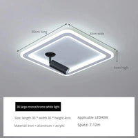 Plafonnier LED moderne à projecteur intégré, style ronde et carrée | Marco Lucetti Blanc Noir 30CM / 3 couleurs claires