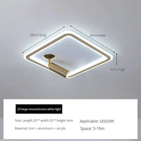 Plafonnier LED moderne à projecteur intégré, style ronde et carrée | Marco Lucetti Or 20CM / 3 couleurs claires