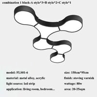 Plafonnier LED Moderne ADN pour Décoration Intérieure Loft Café Bar® | Marco Lucetti 6 lumières-noir / Dimmable avec télécommande