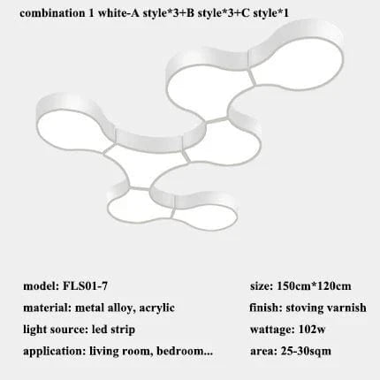 Plafonnier LED Moderne ADN pour Décoration Intérieure Loft Café Bar® | Marco Lucetti 7 lumières-blanc / Dimmable avec télécommande