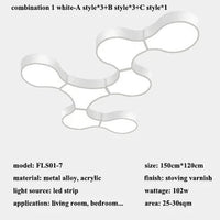 Plafonnier LED Moderne ADN pour Décoration Intérieure Loft Café Bar® | Marco Lucetti 7 lumières-blanc / Dimmable avec télécommande