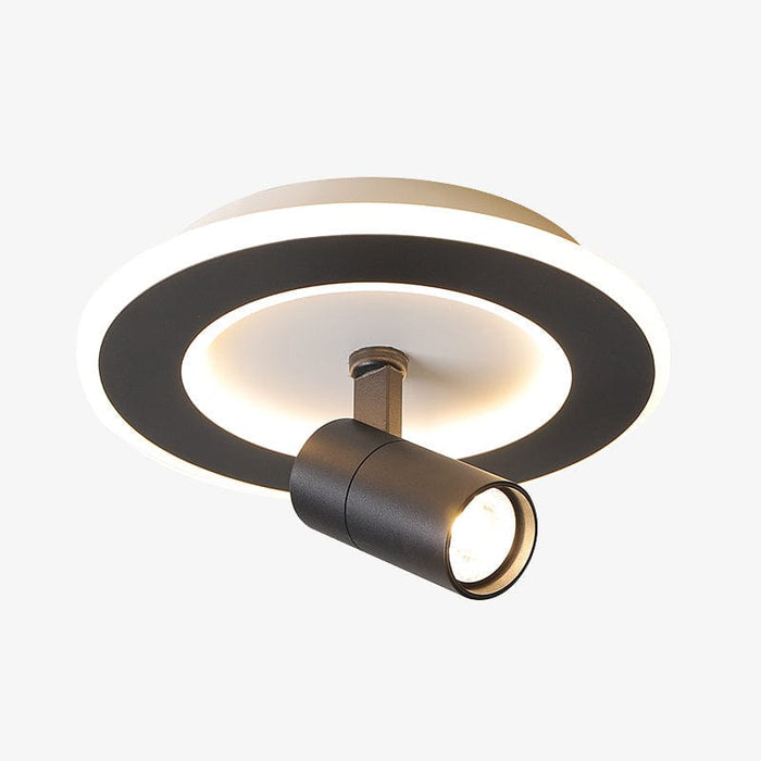 Plafonnier LED moderne avec base géométrique "Spot Mavir" | Marco Lucetti Noir / Chaude / Rond