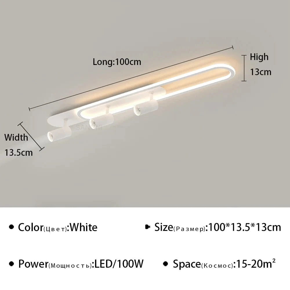 Plafonnier LED moderne avec projecteur décoratif Lumisure | Marco Lucetti TypeA 100 cm
