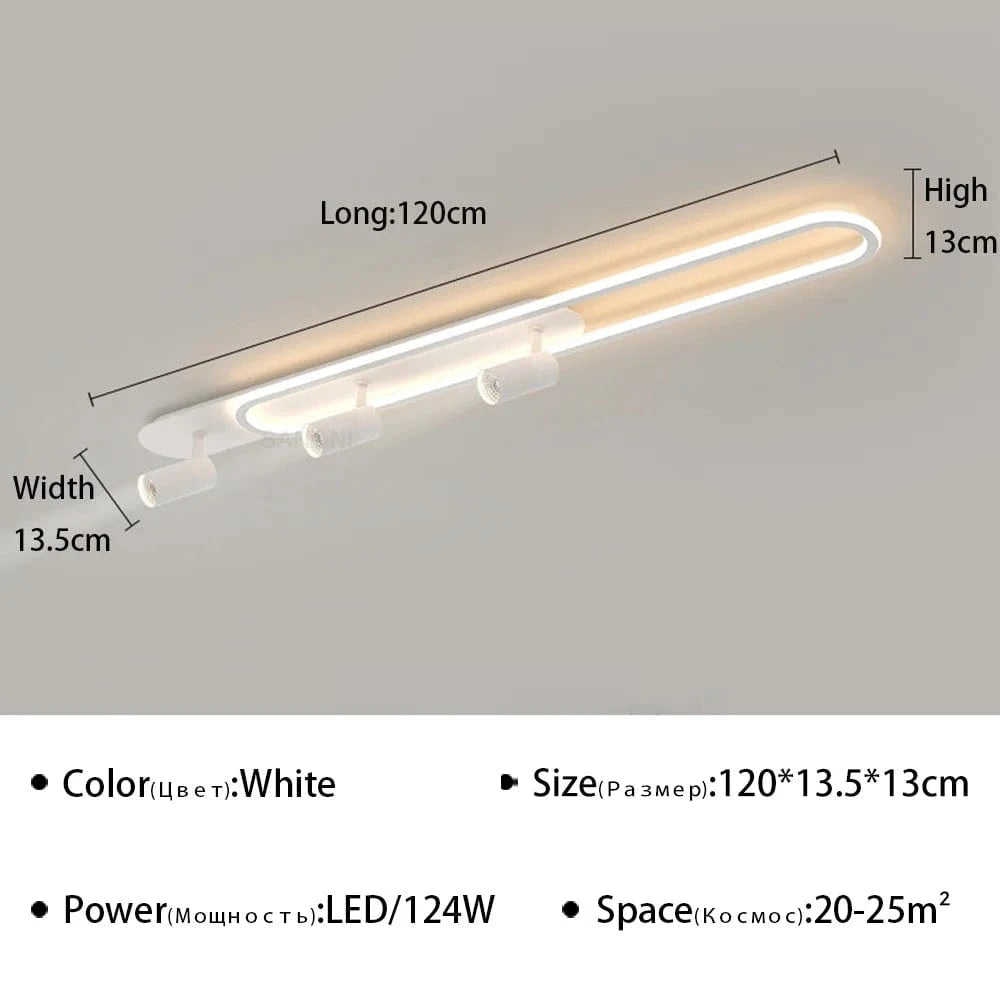 Plafonnier LED moderne avec projecteur décoratif Lumisure | Marco Lucetti TypeA 120cm