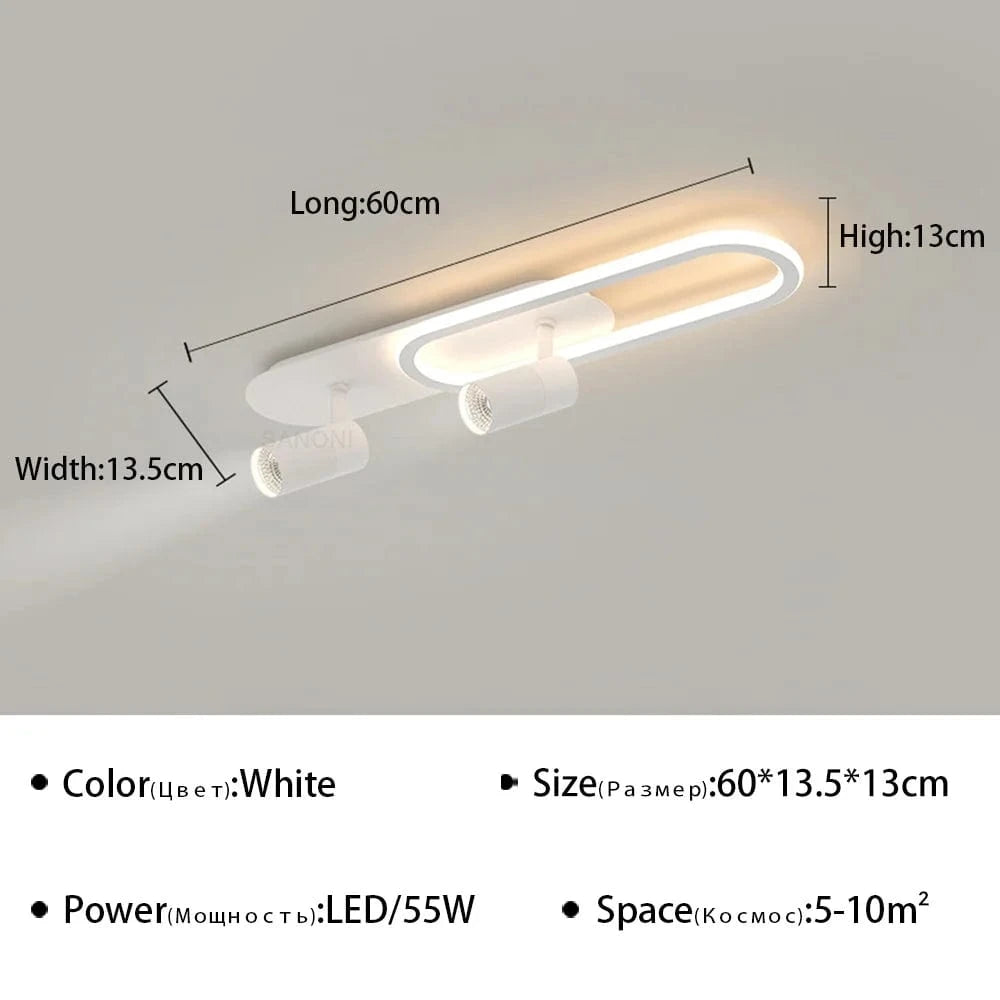Plafonnier LED moderne avec projecteur décoratif Lumisure | Marco Lucetti TypeA 60 cm