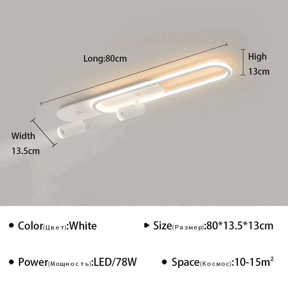 Plafonnier LED moderne avec projecteur décoratif Lumisure | Marco Lucetti TypeA 80 cm