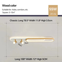 Plafonnier LED moderne avec projecteur pour décoration intérieure | Marco Lucetti Bois 100cm / Blanc nature (pas de RC)