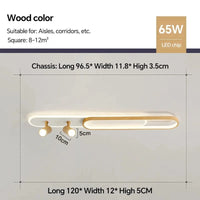 Plafonnier LED moderne avec projecteur pour décoration intérieure | Marco Lucetti Bois 120cm / Blanc nature (pas de RC)