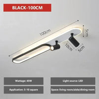 Plafonnier LED moderne avec projecteur pour décoration intérieure | Marco Lucetti Noir 100CM / Gradation continue (RC)