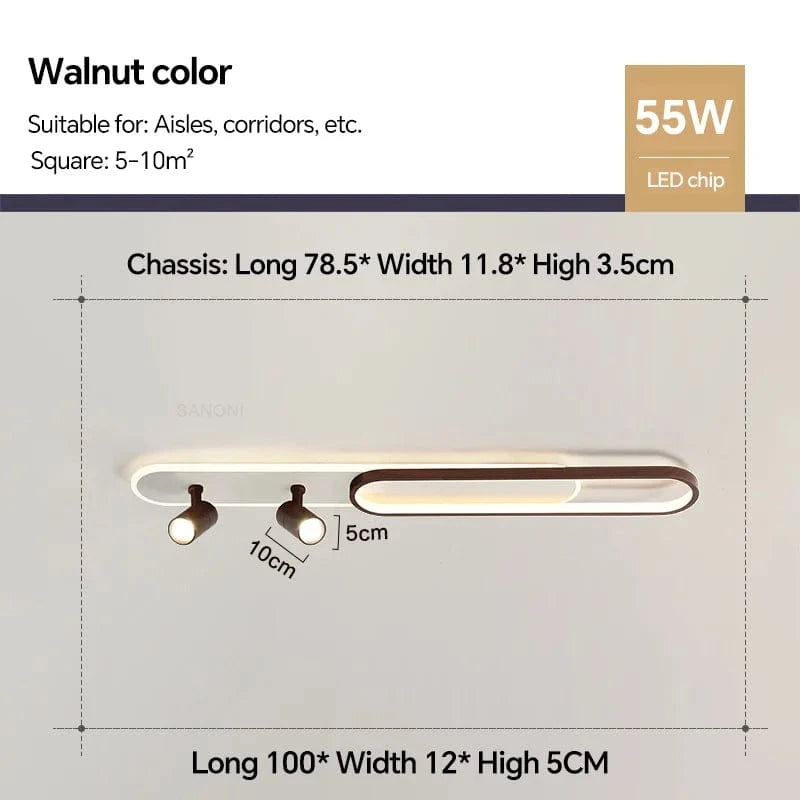 Plafonnier LED moderne avec projecteur pour décoration intérieure | Marco Lucetti Noyer 100cm / Blanc nature (pas de RC)