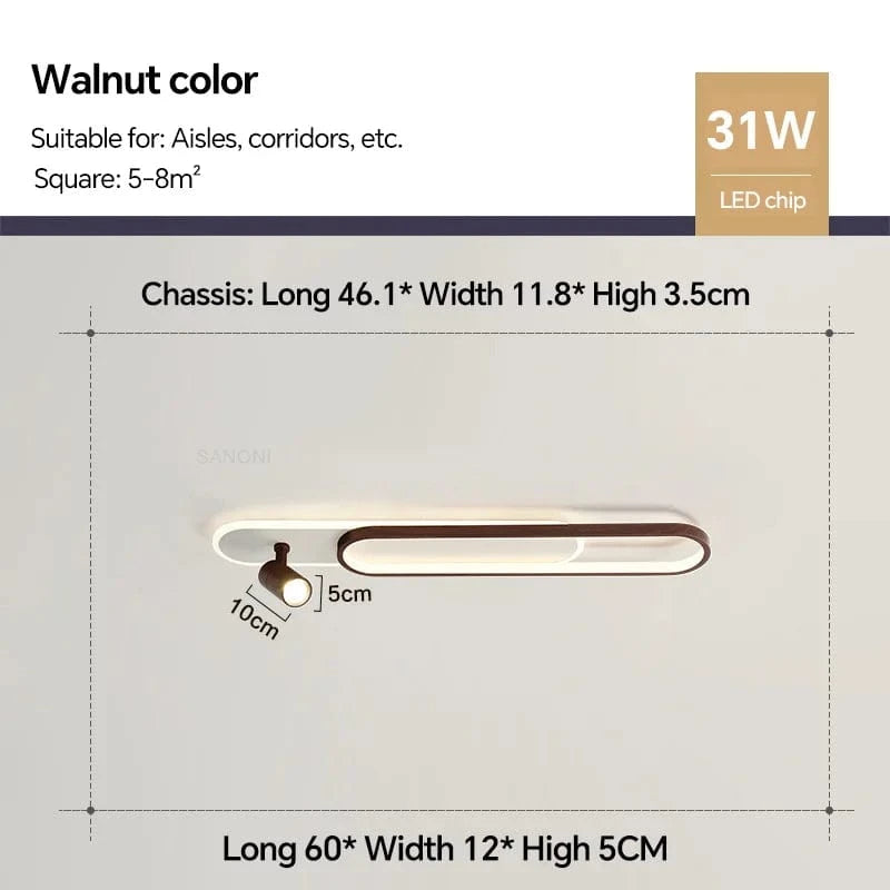 Plafonnier LED moderne avec projecteur pour décoration intérieure | Marco Lucetti Noyer 60cm / Blanc nature (pas de RC)