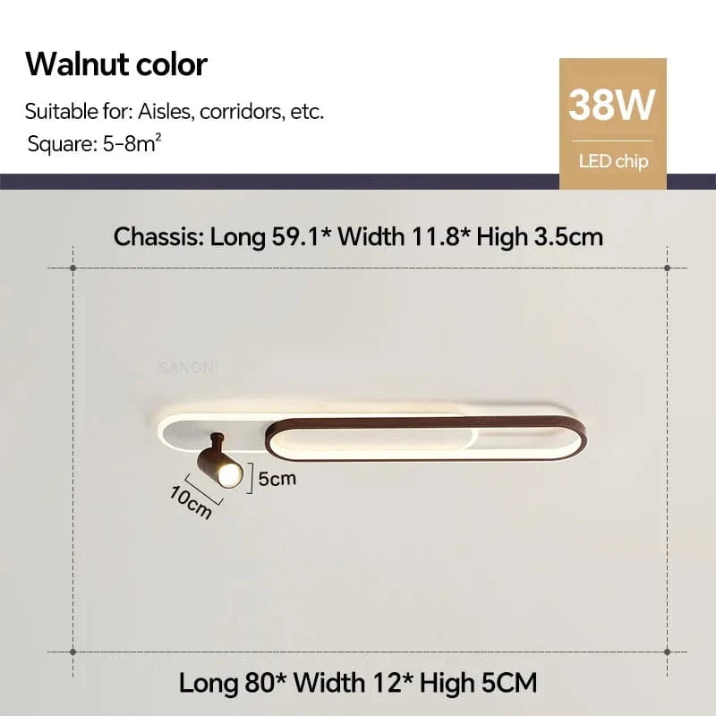 Plafonnier LED moderne avec projecteur pour décoration intérieure | Marco Lucetti Noyer 80cm / Blanc nature (pas de RC)