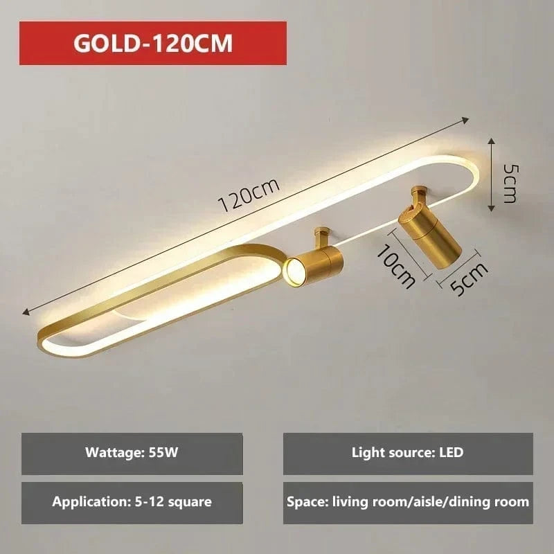 Plafonnier LED moderne avec projecteur pour décoration intérieure | Marco Lucetti Or 120CM / Blanc nature (pas de RC)