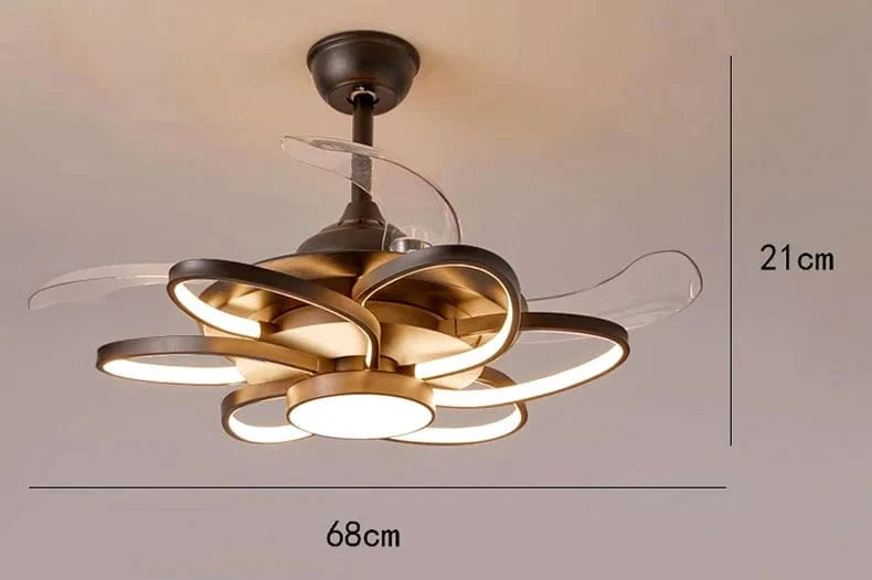 Plafonnier LED moderne avec ventilateur de plafond sans pales - Design innovant | Marco Lucetti 6 têtes noires 68cm
