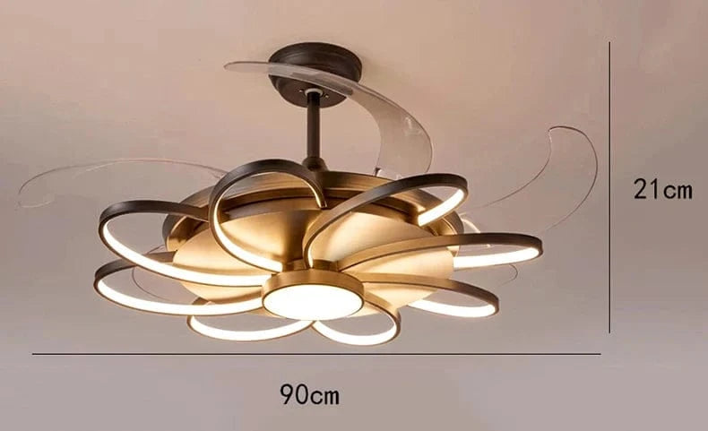 Plafonnier LED moderne avec ventilateur de plafond sans pales - Design innovant | Marco Lucetti 8 têtes noires 90cm