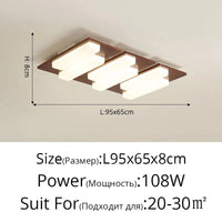 Plafonnier LED Bois Véritable Moderne - 4/6/9 Têtes Luminaire Intérieur