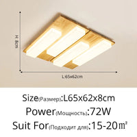 Plafonnier LED Bois Véritable Moderne - 4/6/9 Têtes Luminaire Intérieur