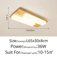 Plafonnier LED Bois Véritable Moderne - 4/6/9 Têtes Luminaire Intérieur