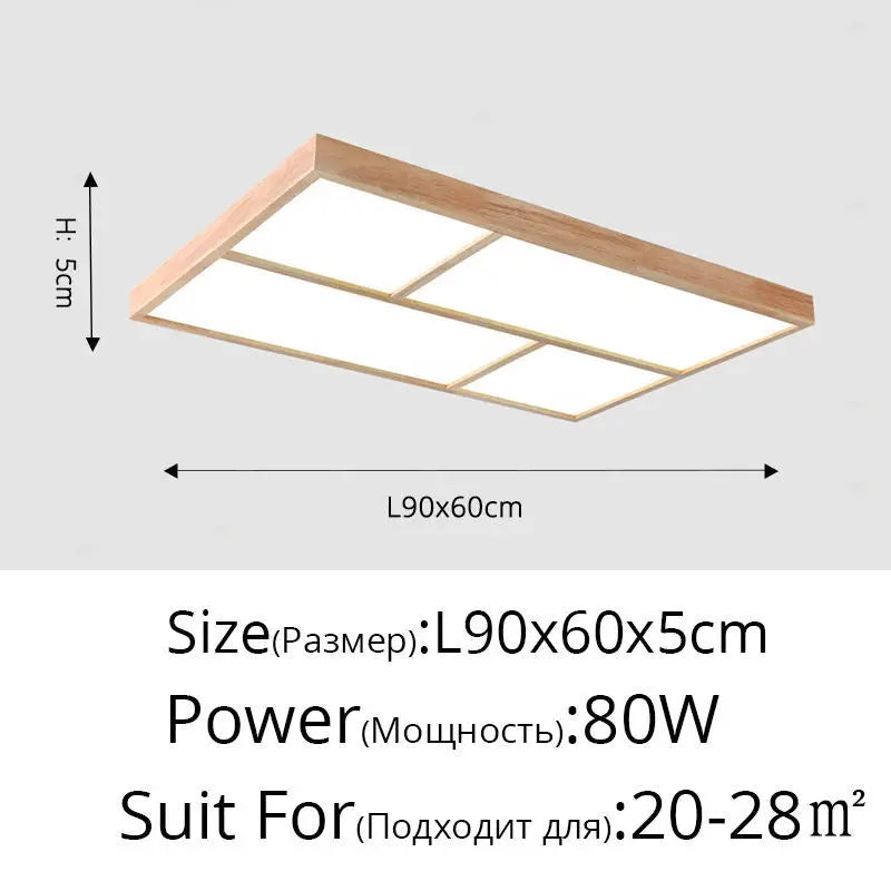 Plafonnier LED Moderne en Bois Authentique pour Usage Intérieur