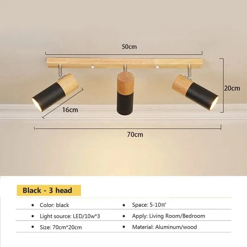 Plafonnier LED moderne en fer rotatif à 1/3 têtes - Collection lumière deluxe | Marco Lucetti CL1523 Noir 3H / Blanc froid