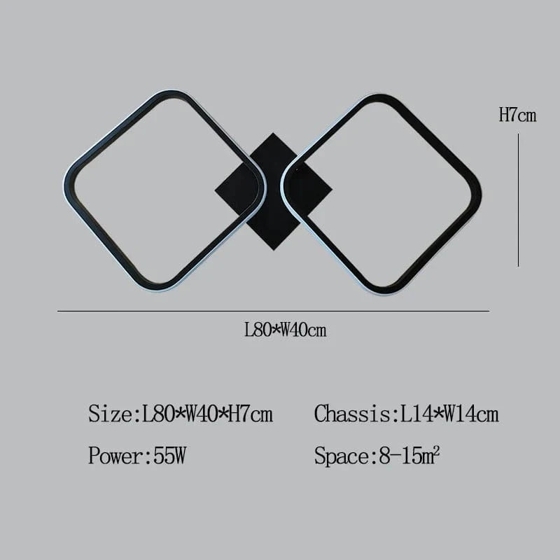 Plafonnier LED Moderne - Intérieur | Marco Lucetti Noir-L80xW40cm / Blanc chaud