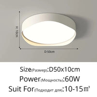 Plafonnier LED moderne minimaliste - Économie d'énergie et protection des yeux | Marco Lucetti PQ2319 D50x10cm 60W / Luminosité variable