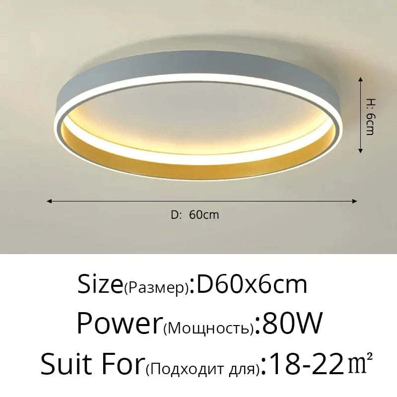 Plafonnier LED Moderne Nordique pour un Éclairage Intérieur de Qualité | Marco Lucetti Gris 60cm 80w / Intensité variable avec télécommande